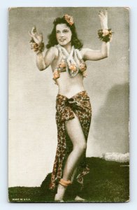 Risqué Dancing Hula Girl Pin Up Arcade Card Q11 