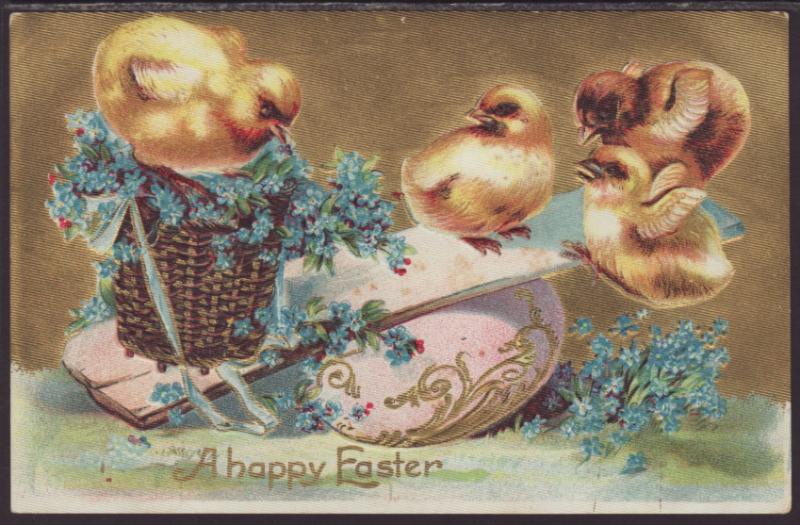 A Happy Easter,Chicks,Flowers