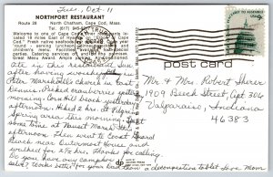 Interior~Cape Cod Massachusetts~Northport Restaurant~Bar~Fireplace~1977 Postcard