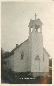 Postcard RPPC C-1910 Iowa Ute Catholic Church Monona County 23-12793