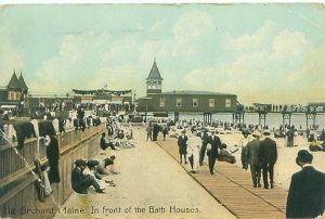 Old Orchard Beach Maine in Front of the Bath Houses Litho Postcard Used
