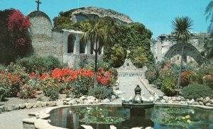 Vintage Postcard Old Mission San Juan Capistrano Gardens California CA