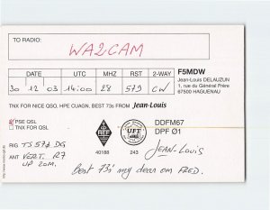Postcard French Amateur Radio, F5MDW, Haguenau, France