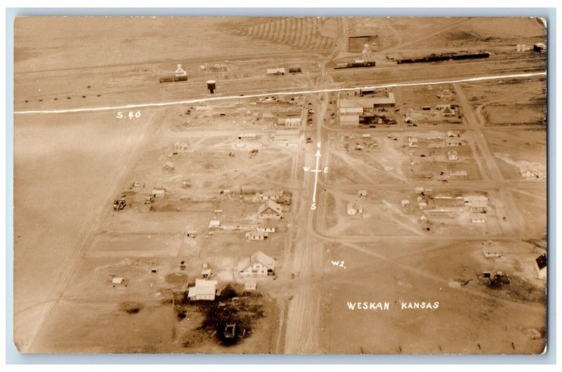 Weskan Kansas KS Postcard RPPC Photo Aerial View Arvada CO 1940 Posted Vintage