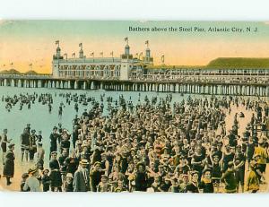 Atlantic City NJ Steel Pier Bathers Swimming Beach Hotels 1912  Postcard # 5470