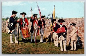 Ft Frederick MD~Official HQ~1st Maryland Regiment Soldiers~Flag~1979 Postcard