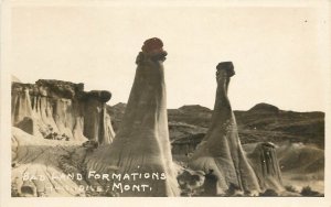 RPPC Postcard Badlands Formations Glendive Montana MT