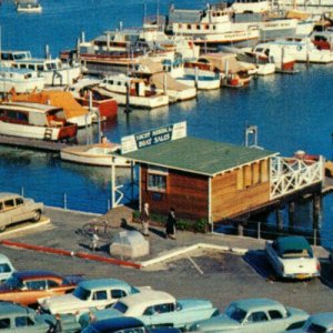 Santa Barbara ,California Yacht Harbor, Mid 1900 Cars, Scenic Water View-A32 