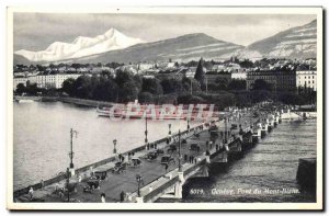 Postcard Old Bridge Geneve Mont Blanc