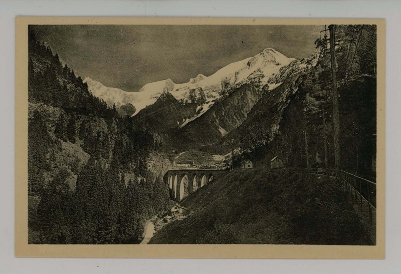 France - Chamonix. Ste. Marie Bridge & Mont Blanc