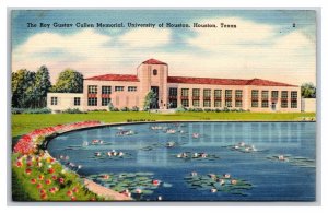 Roy Culllen Memorial University of Houston Texas TX UNP Linen Postcard N18