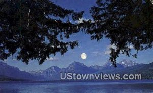 Moon Over Lake McDonald - Glacier National Park, Montana MT  