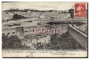 Old Postcard Concarneau Les Remparts La Tourelle North L & # 39Arriere The Po...