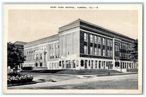 c1940's East High School Aurora Illinois IL US Flag Vintage Unposted Postcard