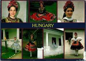 VINTAGE CONTINENTAL SIZE POSTCARD MULTIPLE VIEWS HUNGARY COSTUMES