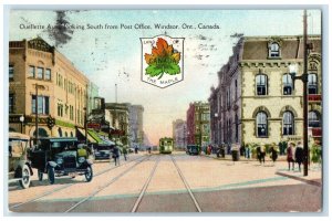 1928 Ouellette Avenue Looking South from Post Office Windsor Canada Postcard