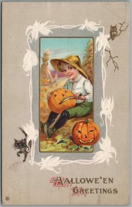 HALLOWEEN GREETINGS SERIES 345C ANTIQUE POSTCARD