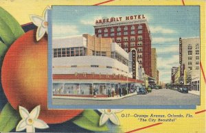 Orlando FL Orange Ave., Department Store, Hotel, Flower Blossom 1935 Teich