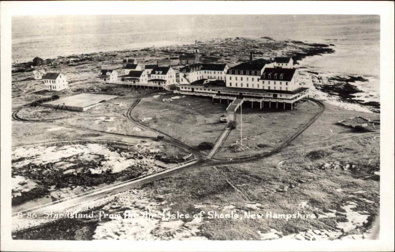 Isles of Shoals NH New Hampshire Star Island Aerial Real Photo Postcard