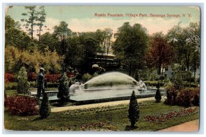 c1950's Rustic Fountain Village Park Pond Landscape Saratoga Springs NY Postcard