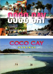 2~4X6 Postcards  Coco Cay, Bahamas BEACH STALLS/VENDORS~CRUISE SHIP~PICNIC AREA