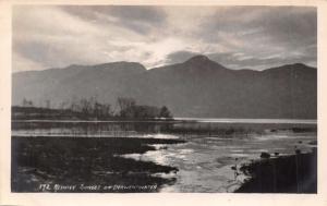 KESWICK CUMBRIA UK~SUNSET DERWENTWATER~PETTITTS PRIZE MEDAL REAL PHOTO POSTCARD