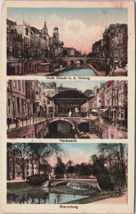 Netherlands Utrecht Oude Gracht, Vismarkt, Heerenbrug Vintage Postcard C067