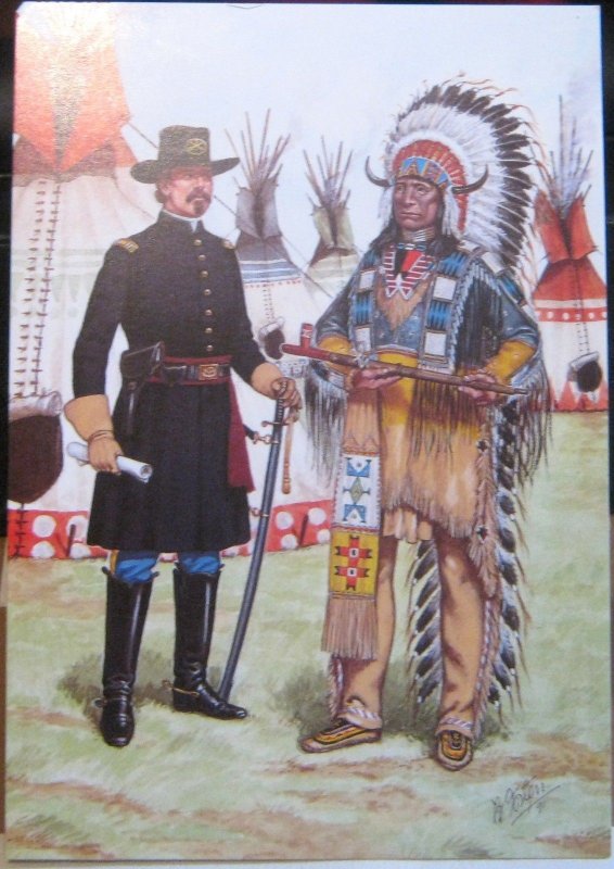 Postcard Military American Indian Red Cloud Officer - unposted