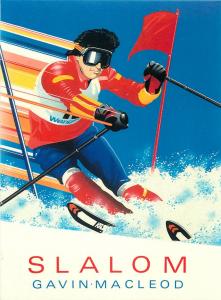 Winter Sports Slalom by Gavin Macleod poster postcard