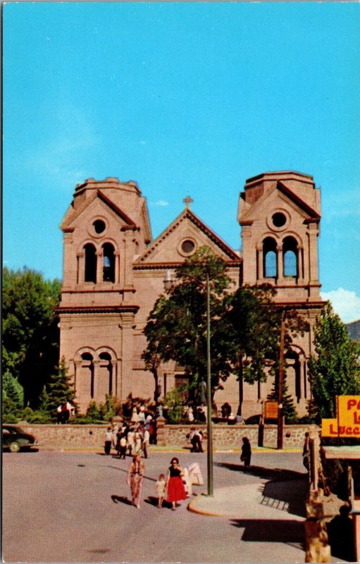 Vtg Santa Fe New Mexico NM St Francis Cathedral 1950s Chrome View Postcard