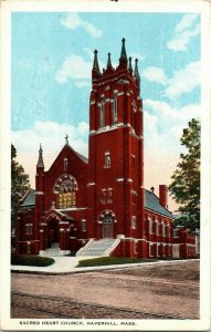 Sacred Heart Church Haverhill Mass. WB Antique Divided Back Postcard Vintage UNP 