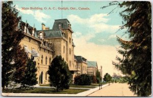 Postcard Guelph Ontario c1910s Main Building OAC Ontario Agricultural College