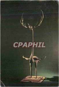 Modern Postcard From the Tomb of Zenghoun Bronze Crane With A Deer Antler the...