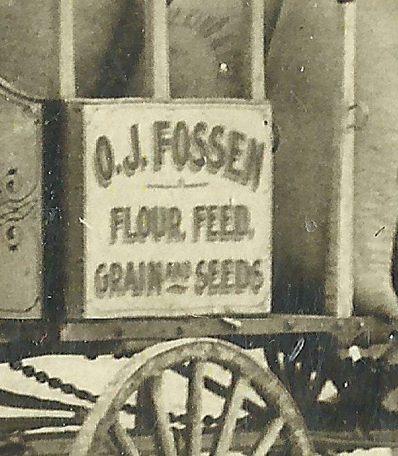 Fergus Falls MINNESOTA RPPC 1910 ADVERTISING Feed FLOUR DELIVERY WAGON OJ Fossen