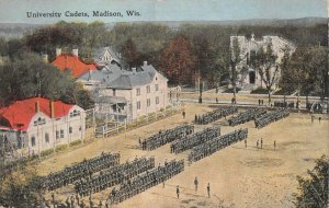 UNIVERSITY CADETS MADISON WISCONSIN MILITARY POSTCARD (c. 1910)