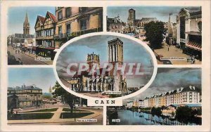 Postcard Moderne Caen Rue Saint Pierre Boulevard General Leclerc Square Prefe...