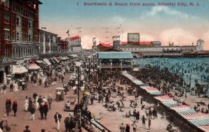 Boardwalk and Beach Front,Atlantic City,NJ
