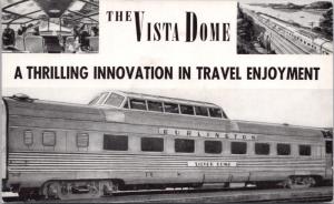 The Vista Dome Burlington Route Passenger Train Railroad Unused Postcard E22