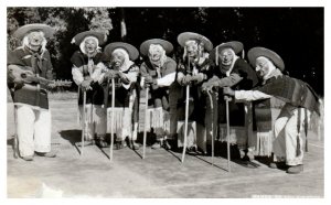 Dance of the Old Men represents the fight of man vs death Mexico RPPC Postcard