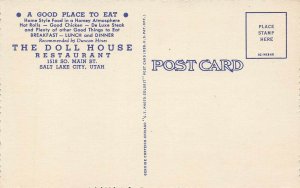 Salt Lake City UT The Doll House Restaurant Duo View Linen Postcard