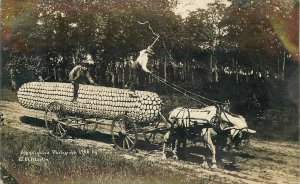 Postcard RPPC Photo C-1910 Martin Exaggeration corn farm agriculture 22-12165