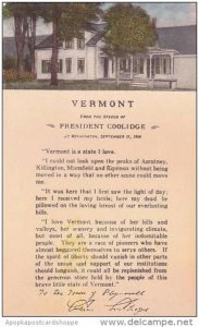 Vermont Bennington Vermont From The Speech Of President Coolidge At Benningto...