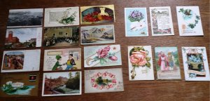 18 Post cards from 1900 to 1915 Many Embossed