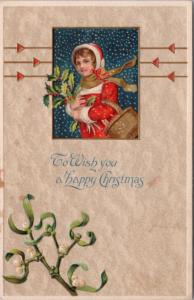 Wish You A Happy Christmas Greeting Royal Series Ettlinger & Co. Postcard E25