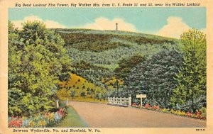 WYTHEVILLE VA BLUEFIELD WV~BIG BEND LOOKOUT NEAR BIG WALKER LOOKOUT POSTCARD