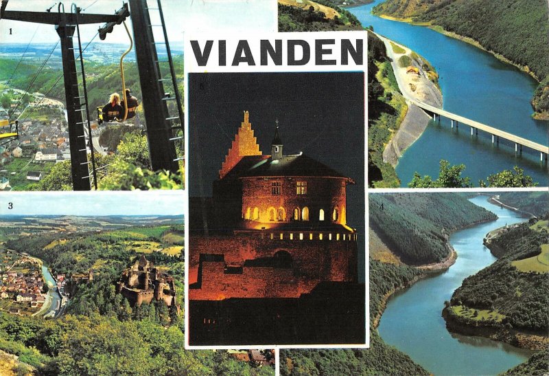 B108847 Luxembourg Vianden Telepherique Chateau Illumine Lac de l'Our