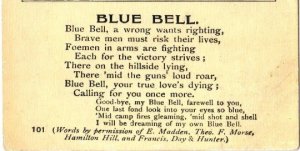 British Soldier Dying Military Man - Poem Blue Bell Vintage Postcard