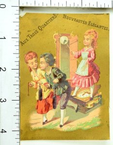 1870's-80's Kids Broken Grand Father Clock Paris Victorian Trade Card F91