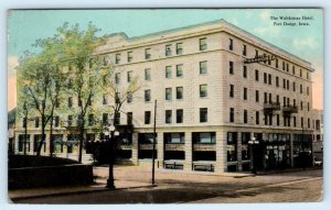 FORT DODGE, IA Iowa ~ Street Scene WAHKONSA HOTEL 1912 Webster County Postcard