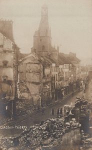 RPPC CHATEAU THIERRY FRANCE RUINS WW1 MILITARY REAL PHOTO POSTCARD (c. 1919)